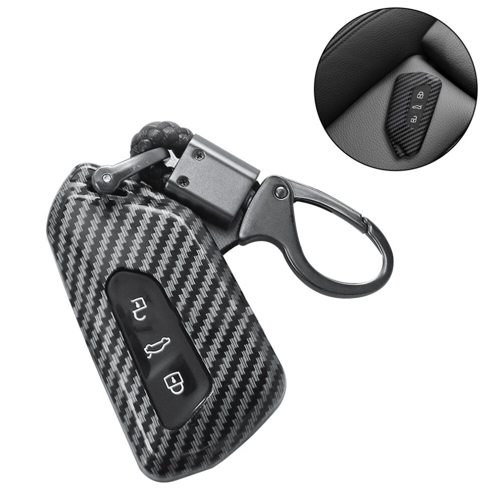 Elegant Key Fob Cover, Carbon Fiber Pattern Abs Plastic For Robust And Resilient Protection On Keyless Entry Systems Of Volkswagen Golf 8, Skoda Octav 9148971210309
