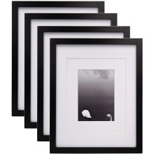 Cornice portafoto facile da appendere, in legno nero con bottoni girevoli, supporta formati 11x14 senza passepartout o 8x10 o 5x7 con passepartout,