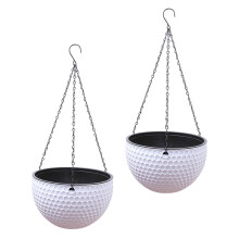 Self-Watering Hanging Planter for Indoor Outdoor Garden Flower Plant Pot Container, Water Reservoir Drainage Hole Design with Rustproof Chains, Honeyc