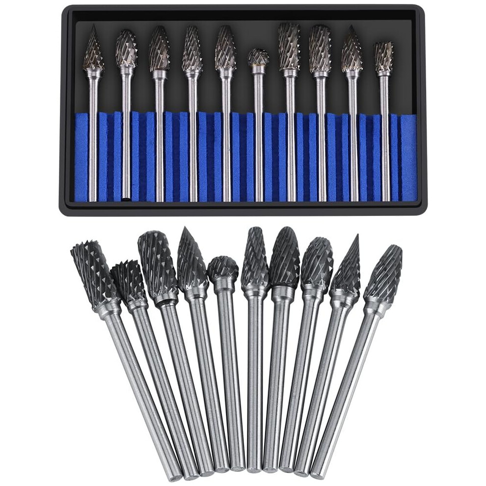 Innovative Rotary Burr Set, Double Cut Tungsten Carbide Bits For Metal Carving, Drilling, Polishing, Easy To Operate And Multi-Purpose, 10 Pcs 9128293891189