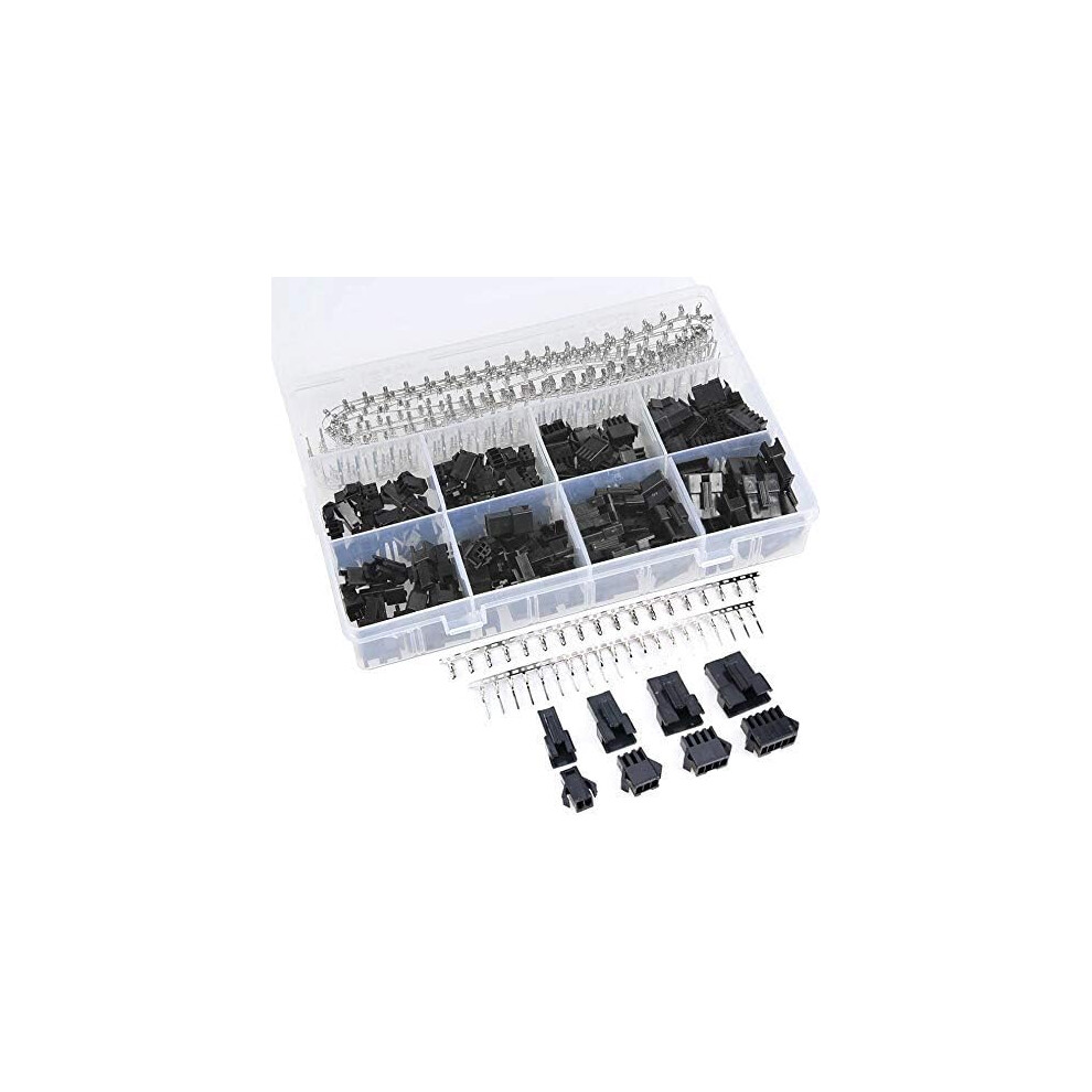 Jst Sm Compatible Connectors Kit, 560Pcs 2.5Mm Pitch Male & Female Plugs, Tin Plated For Optimal Performance, Non-Insulated Open Barrel Design, Ideal 9128293891363