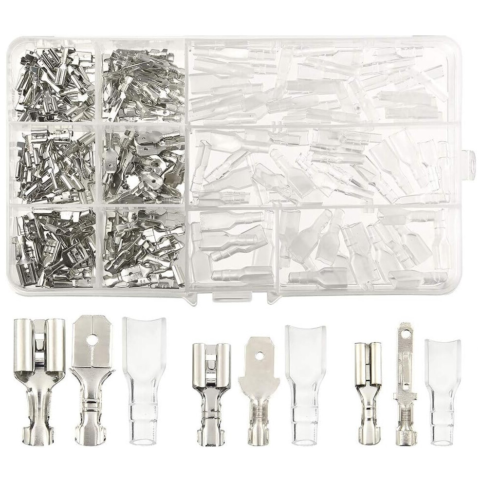 Transparent Spade Terminals, Soft Silicone Clear Insulating Connector Ensures Easy Installation And Terminal Protection For Quick Splice Operations, 9128293891356