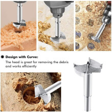 Professional Woodworking Tools, Forstner Drill Bits with Cemented Carbide, Precision Wood Drill Bits for Quick Drilling, Arc Curve Design Head