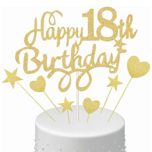 Collezione di candeline numeriche per torte, decorazioni glitterate per torte di compleanno "Happy 18th" e decorazioni multicolori per torte di