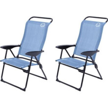 Lot de 2 fauteuils de camping 5 positions - O'Camp - Bleu - Dimensions : 70 x 62 x 105 cm