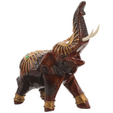 2Stk Holz Tier Ornament Elefant Geschliffen Hellbraunes Wohnaccessoire