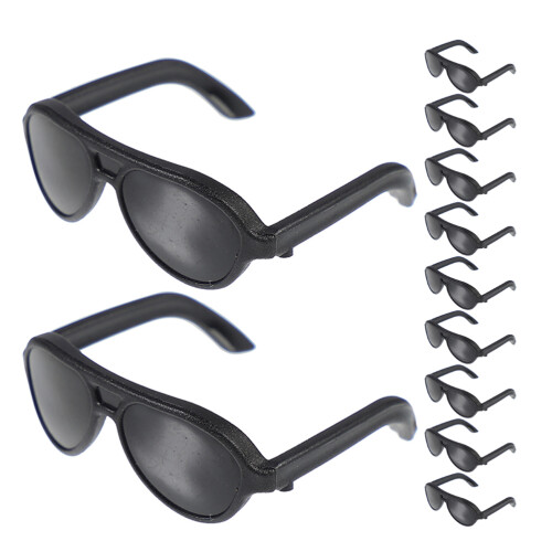 72Ud Gafas Mini Negras De Plástico Para Muñecas Y Utilería