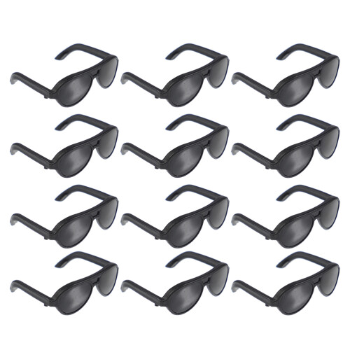 72Ud Gafas Mini Negras De Plástico Para Muñecas Y Utilería 2