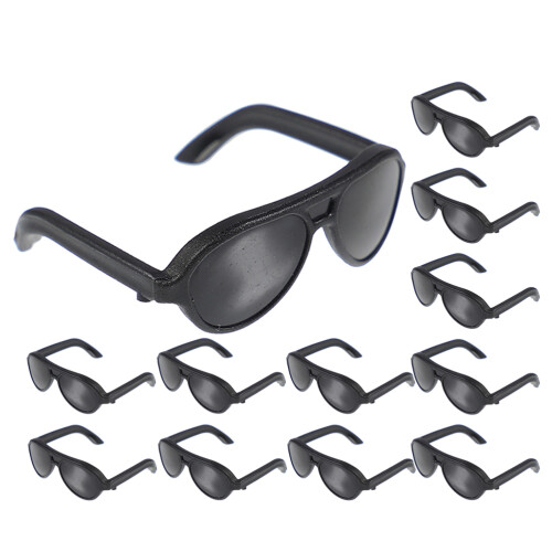 72Ud Gafas Mini Negras De Plástico Para Muñecas Y Utilería 1