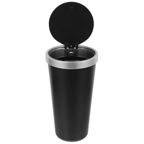 3Pcs PP Car Trash Can with Lid Silver Small Bin for Vehicle Use 1
