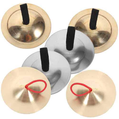 3Paia Strumenti Mini Piatti A Dito Acciaio E Rame Per Bambini
