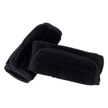 Soft Velvet Baby Pads for Belts and Pushchairs, 2-Piece Set, Detachable, Comfortable, Black, L: 26cmx6.5cm, S: 12.5cmx6.5cm