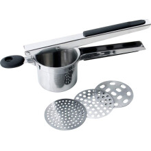 Stainless Steel Potato Ricer with 3 Interchangeable Discs and Ergonomic Silicone Handle