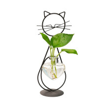 Seasamh Terrarium Plandaí Cat Miotail, Vása Plandálaí Gloine Deisce Ceardaíochta den Scoth do Phlandaí Laistigh, Bronntanas Foirfe do