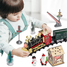 Conjunto de Trem Natalino Festivo, Trem a Bateria para Alegria Natalina Duradoura, Decoração de Natal Animada com Charme de Trem Modelo Vintage