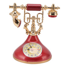 Retro Desk Clock with Alarm, Nostalgic Feel for Unique Decoration, Digital Clock Dial in Vintage Phone Shape, Easy to Read Clear Dial for Home Study
