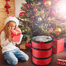 Christmas Light Storage Bag, Easy To Store Holiday Organizer for Xmas Tree Lights Ornaments, Space Saving Cylinder Design with Double Zipper Design,