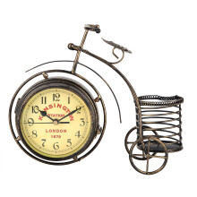 Intricate Detailing, Quiet for Uninterrupted Serenes Space with Classical Charm, Iron Vintage Tricycle Clock, Double-Sided Silent Display for Home