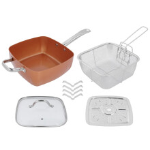 Leapiture 4Pcs Set Frying Pan Square Frying Pan Multifunctional Saucepan Non Stick Omelet Frying Pan Kitchen Tool with Handle for Household Kitchen