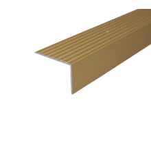 (2.7m, Gold) A32 65 x 42mm Anodised Aluminium Non Slip Ribbed Treads Stair Nosing Edge Trim