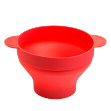 Microwave Popcorn Popper Silicone Bowl with Handles, Collapsible Design Dishwasher Safe Red
