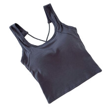 Dunkelgraues Damen-gefüttertes Tank-Top mit gekreuzten Rückenträgern, Einheitsgröße