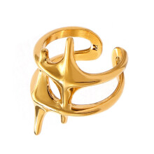 Bague étoile croix polyvalente de couleur or/acier-Couleur or