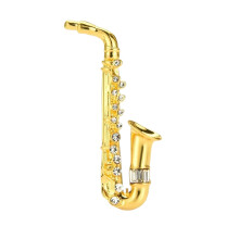 Broche Saxophone pour femme, bijoux en cristal élégants,-or