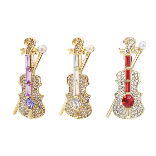 Broche à revers en forme de violon à la mode pour-Violet 1