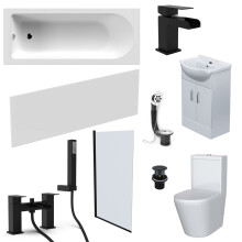 Nes Home Suite 600mm Basin Vanity Unit, Bath, Toilet and Shower Screen