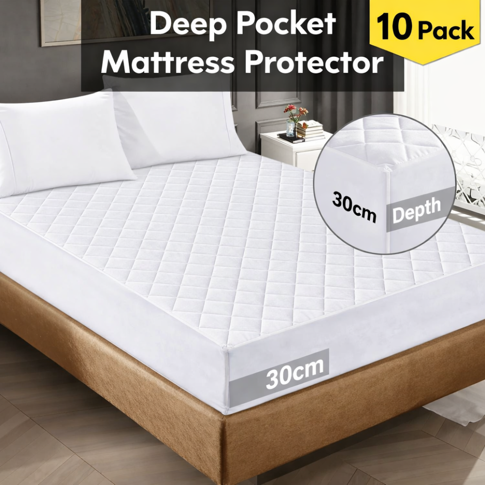 Imperial Rooms Pack Of 10 Mattress Protector Double Size 30Cm Deep Quilted Protector