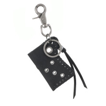 Fashionable Leather Lighter Case Keychain-black leather black