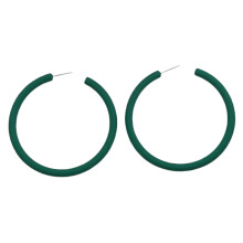 Handmade Circle Hoop Earrings Geometric Drop-dark green