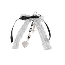 Porte-clés pendentif en forme de cœur avec nœud papillon en-3