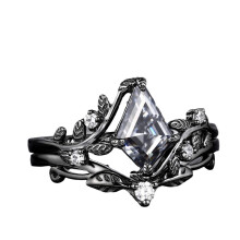 Bague élégante en métal et Zircon noir, Construction en-9