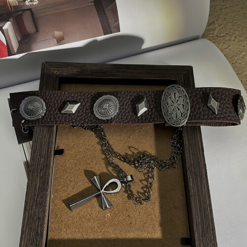 Collier ras du cou gothique en cuir robuste, polyvalent, avec 2
