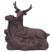 Exquisiter Hirschstatue-Rückfluss-Räuchergefäß, lila Tonkeramikmaterial für Heimdekoration, Aromatherapie & Stressabbau-Meditation (schnell zu