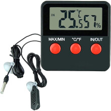 Digital Thermometer For Reptile Terrarium, Hygrometer Gauge With Accurate Measurement, Indoor Outdoor Pet Keeping, Lcd Display, 2 Plastic Case Sensors