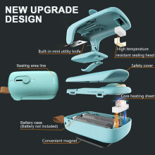 Updated Heating Technical Portable Vacuum Sealer, Even & Quick Sealing Compact Dual-Purpose Design for Mint Green Mini Sealer & Cutter (No Preheating