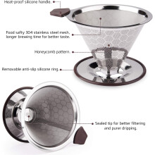 Reusable Coffee Filter, Eco-Friendly Brewing Stainless Steel Construction, Easy to Clean Double Mesh Design, Pour Over Coffee Dripper for Precision
