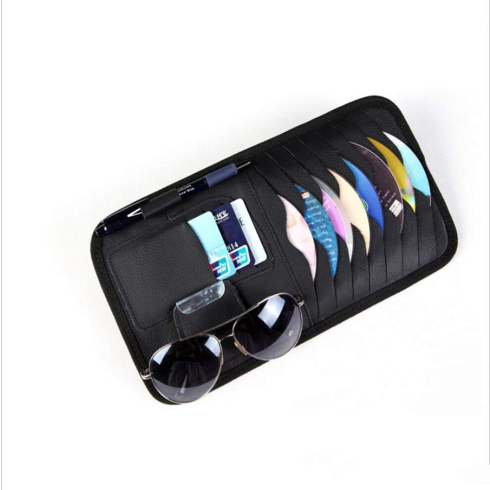High-Quality Cowhide Leather Construction Car Sun Visor Organizer, Multipurpose Sun Visor Organizer For Cds Dvds, Convenient Wallet Clips For Parking 9004841625294