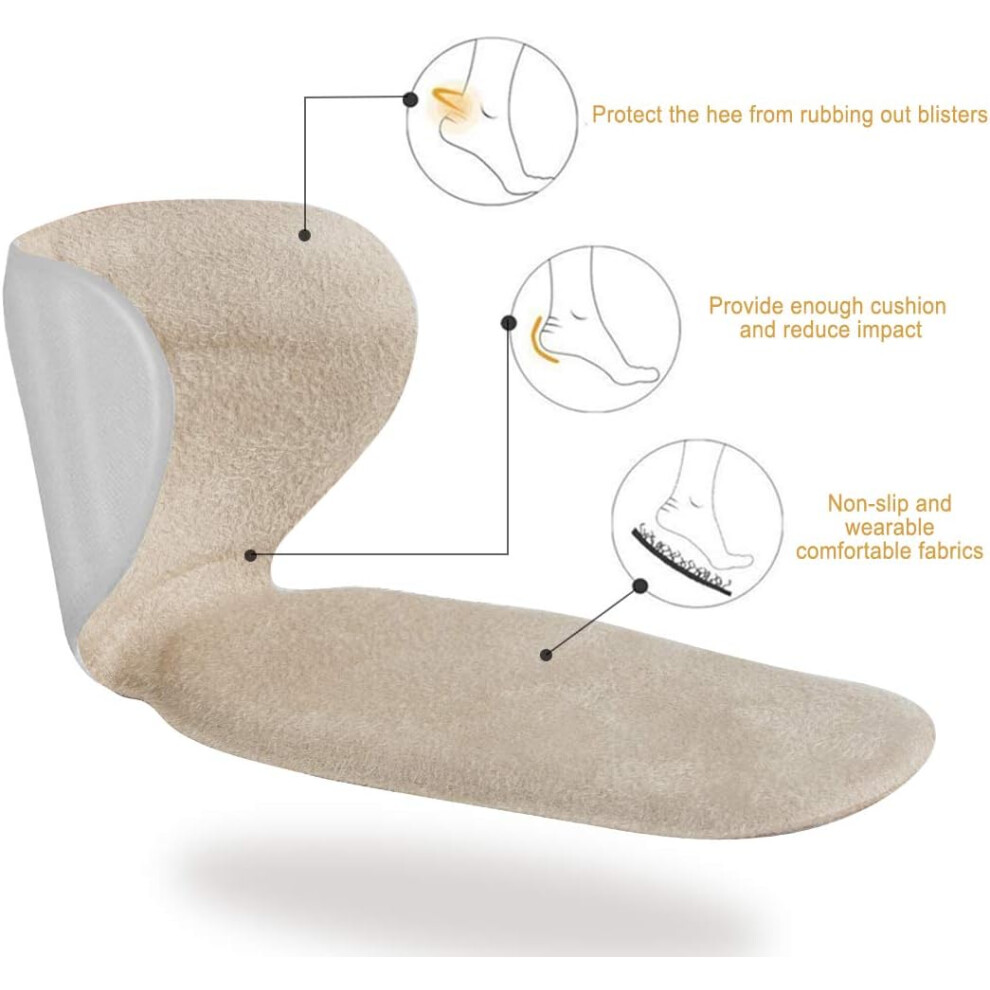 Cushions Inserts for Loose Shoes, Protection Against Blisters Silicone Heel Grips Liner for Shoe Fit Improvement (3 Pairs)