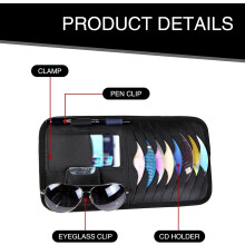 Porta CD/DVD per auto, organizer multifunzione per aletta parasole, vestibilità universale, in vera pelle di alta qualità, contiene montature per