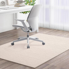 Office Chair Mat For Carpeted And Hardwood Floors, TPE NonSlip, 100x100cm Beige, Gaming Desk Mat