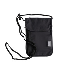 Neck Pouch Unisex Travel Pouch Black Protective Passport Pouch Small Flat Chest Bag Shoulder Bag Wallet Organizer
