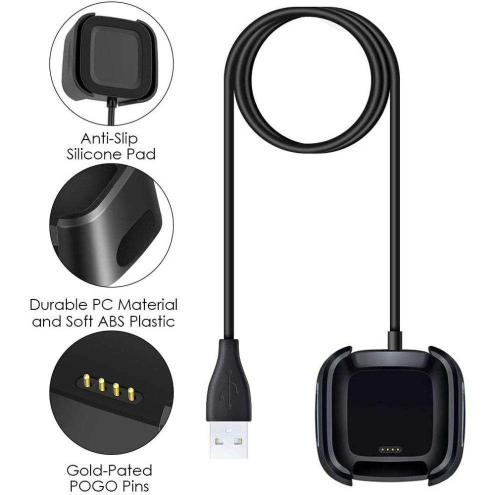 Compact Fitbit Versa Charger, Speedy Charging Usb Cable For Travel And Business Trips 9128293525671