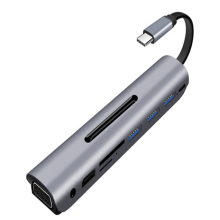 Stație de andocare multi-port din aliaj de aluminiu, ideală pentru muncă sau divertisment, cu Gigabit Ethernet, HDMI 4K, USB 3.0, cititor de