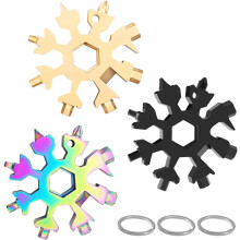 Draagbare 18-in-1 sneeuwvlok-multitool, roestvrij staal, compact formaat voor buitenactiviteiten, duurzaam en multifunctioneel, perfect kerstcadeau.
