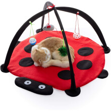 Furry Friend Oasis, Kattelt Lekematte med interaktiv design for engasjerende aktiviteter, Sammenleggbart fleeceaktivitetssenter for koselig