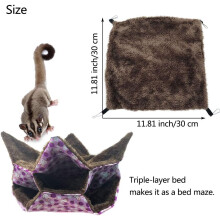Cama suspensa multifuncional para animais de estimação, rede macia e confortável com espaço expansível para hamsters, esquilos e outros animais